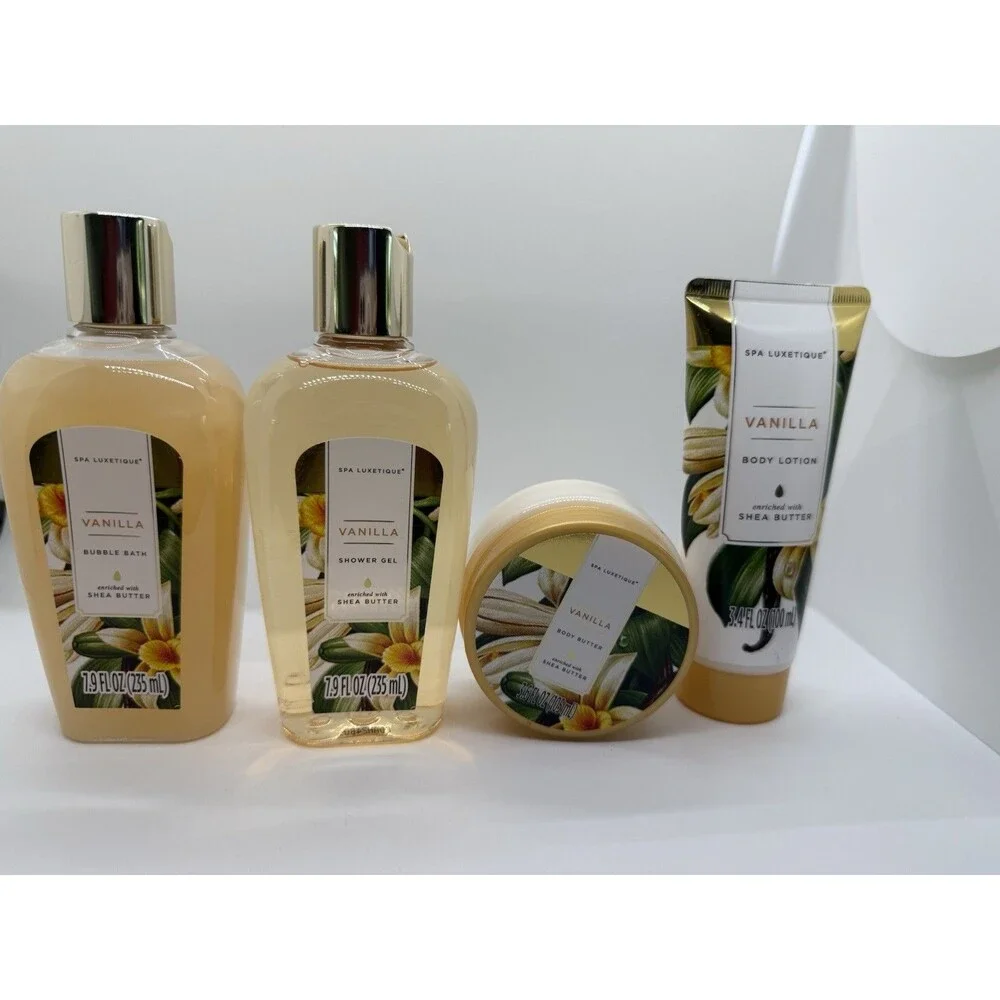 Spa Luxetique Gift Basket Set Vanilla Shea Butter Set of 7 Women New - Picture 2 of 16